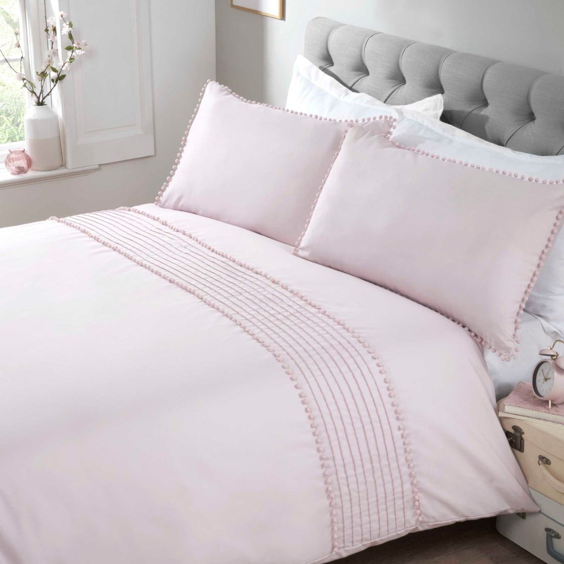 Polykatoen dekbedovertrek Pom Pom luxe blush - 1-persoons (135x200 + 50x75cm)
