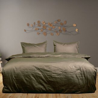.Decoware® Hotelstreep dekbedovertrek - groen - katoen satijn (210TC)