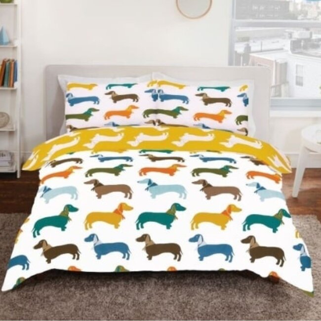 Katoen dekbedovertrek Teckel