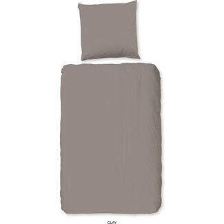 HiP Dekbedovertrek uni - clay - Katoensatijn