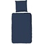 Katoensatijn dekbedovertrek uni donker blauw