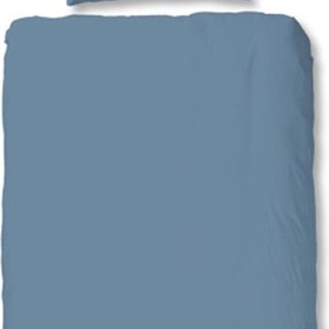Katoensatijn dekbedovertrek uni ice blauw