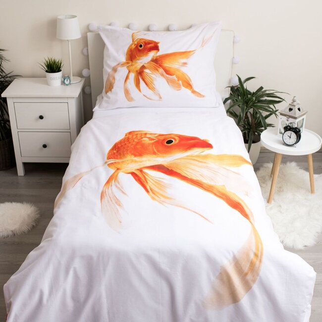 Katoen kinderdekbedovertrek Goudvis - 140x200 + 70x90 cm