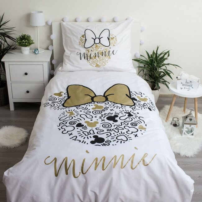 Minnie Mouse kinderdekbedovertrek Gold - katoen - 140x200 + 70x90 cm
