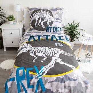 Sweet Home Glow in the dark kinderdekbedovertrek T-rex - katoen - eenpersoons