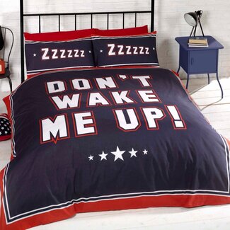 Finest Homeware Polykatoen fekbedovertrek Don't wake me up navy