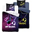 Glow in the dark dekbedovertrek I love music - katoen - 140x200 + 70x80 cm