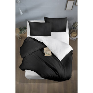 .Decoware® Katoen dekbedovertrek double face - zwart - wit