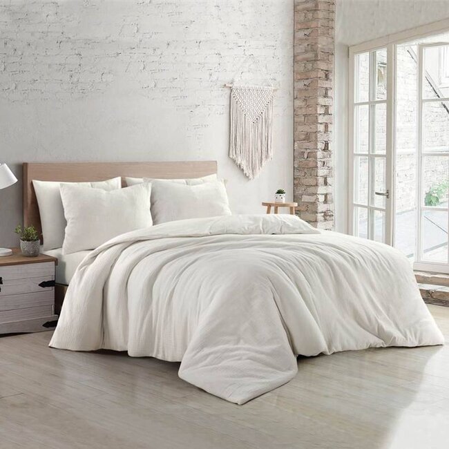 Katoen percal dekbedovertrek Rome - crème - mousseline