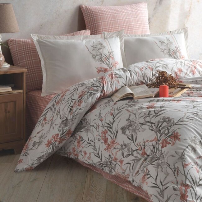 Katoen dekbedovertrek Aprila bloemen