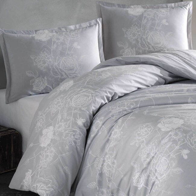 Katoen dekbedovertrek Arnor grijs