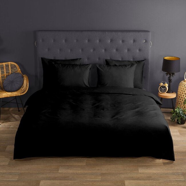 Uni dekbedovertrek zwart - katoen