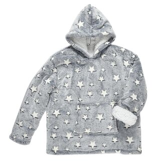 Home deco kids Hoodie kinderen - grijs met sterren - glow in the dark