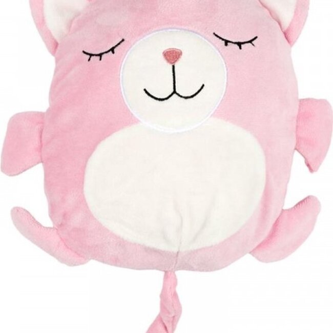 Kinder fleece hoodie - roze met katten oortjes