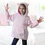 Kinder fleece hoodie - roze met katten oortjes