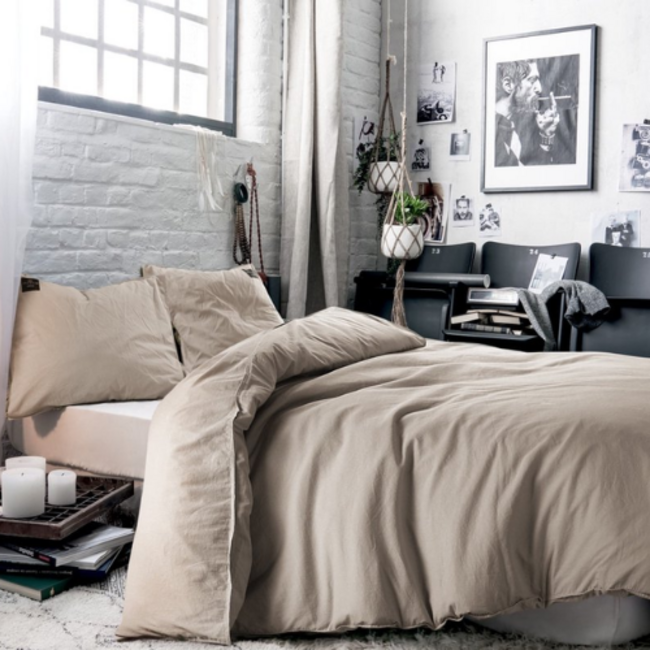 Dekbedovertrek Oslo - zand - gemengd katoen