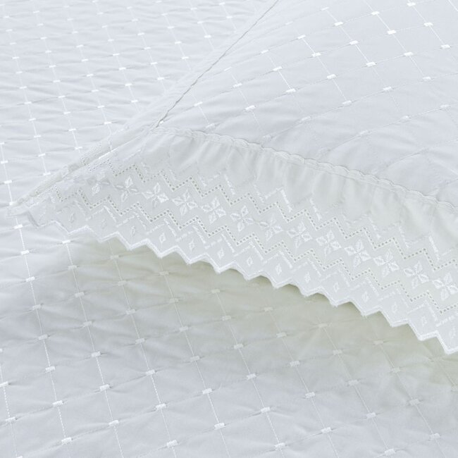 Broderie sierkussen Richmond boudoir - wit - 30x60 cm