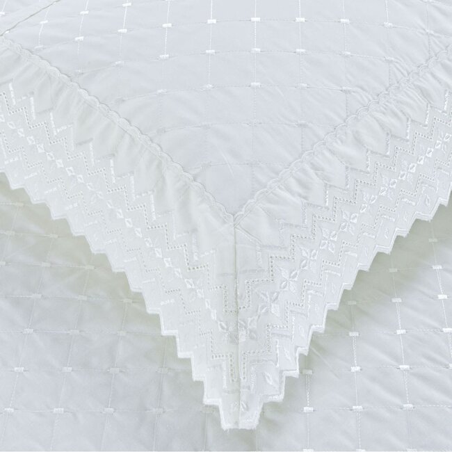 Broderie sierkussen Richmond boudoir - wit - 30x60 cm