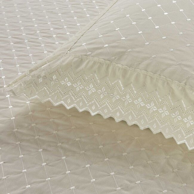 Broderie sierkussen Richmond boudoir - crème - 30x60 cm