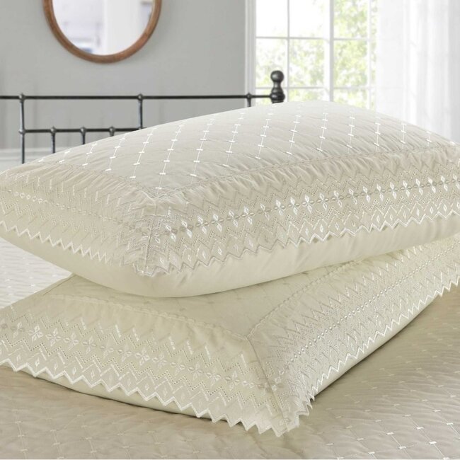 Broderie sierkussen Richmond boudoir - crème - 30x60 cm