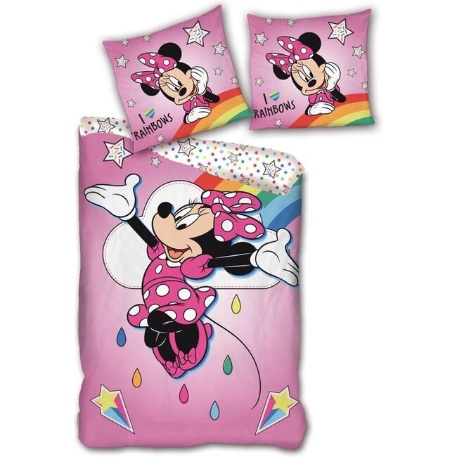 Minnie Mouse dekbedovertrek Regenboog - microvezel - 140x200 + 63x63 cm