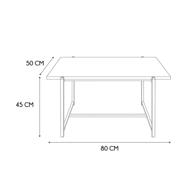 Loka salontafel - hout met metalen onderstel - 80x50 cm