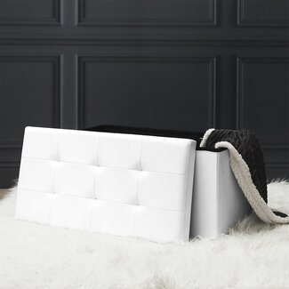 Home deco Opbergbank met afneembare deksel - wit - 76.5 x 37.5 x 37.5 cm - opvouwbaar