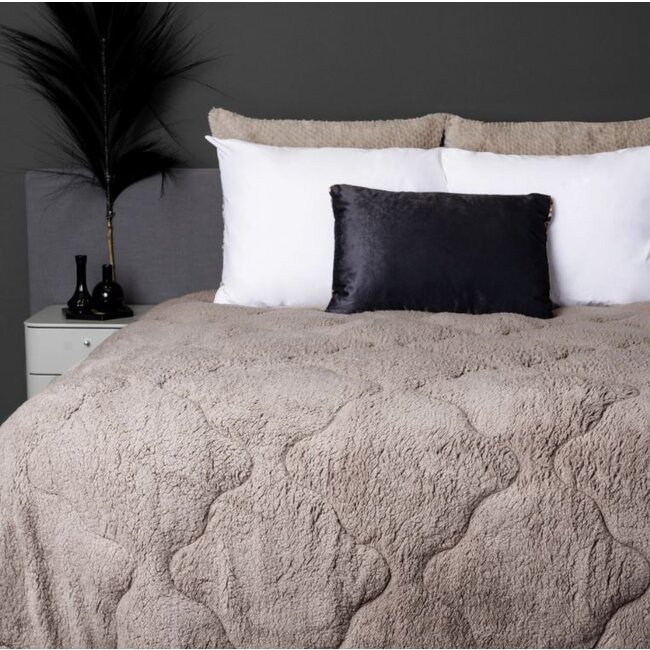 All in one lazy dekbed teddy -  Dekbed en overtrek in 1 - Taupe