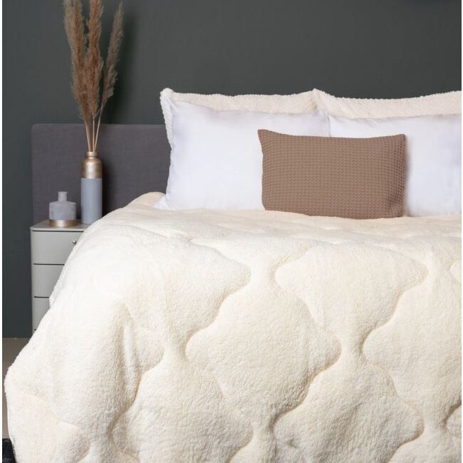 All in one lazy dekbed teddy -  Dekbed en overtrek in 1 - Creme