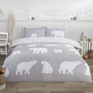 So Soft Flanel dekbedovertrek ijsberen - grijs - Lits-jumeaux (230x220 + 2st 50x75cm)