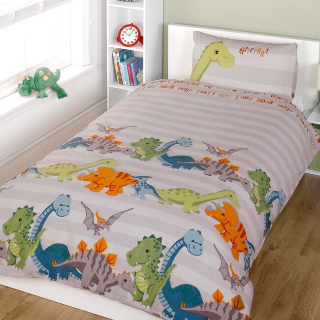 Polykatoen dekbedovertrek Baby Dino's - 135x200 + 50x75 cm