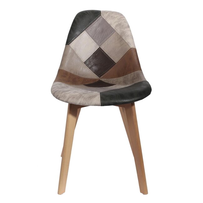 Patchwork stoel - grijs - taupe