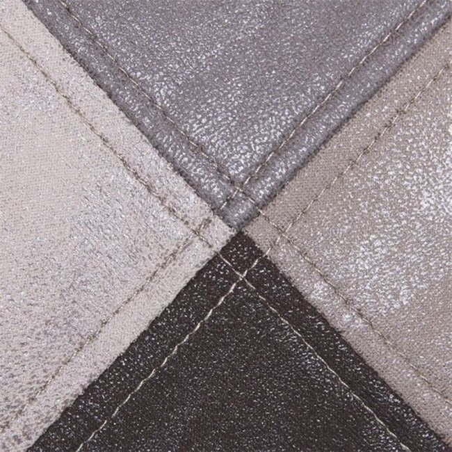 Patchwork stoel met armleuningen - grijs - taupe