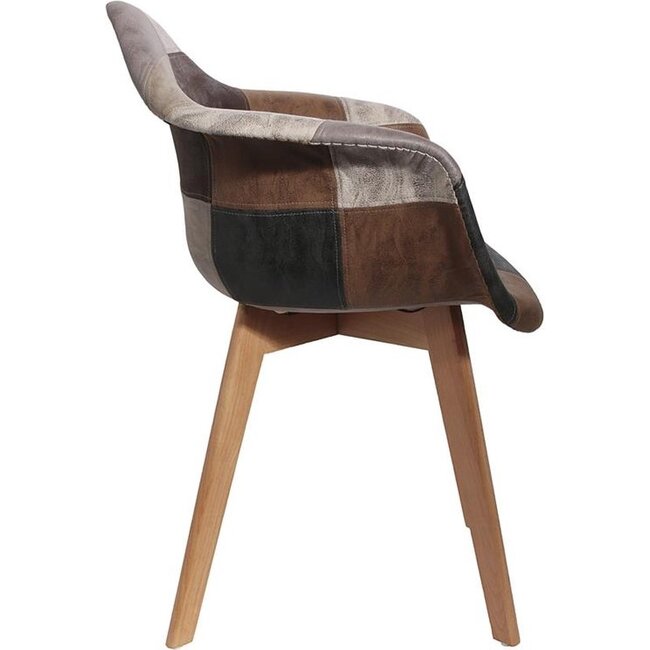 Patchwork stoel met armleuningen - grijs - taupe