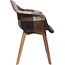 Patchwork stoel met armleuningen - grijs - taupe