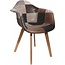 Patchwork stoel met armleuningen - grijs - taupe