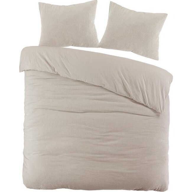 Katoen percal dekbedovertrek Rome - Zand - Mousseline