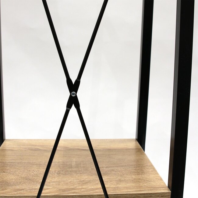 Wandrek met 4 lagen - Boekenkast - Houten planken met zwart metaal frame