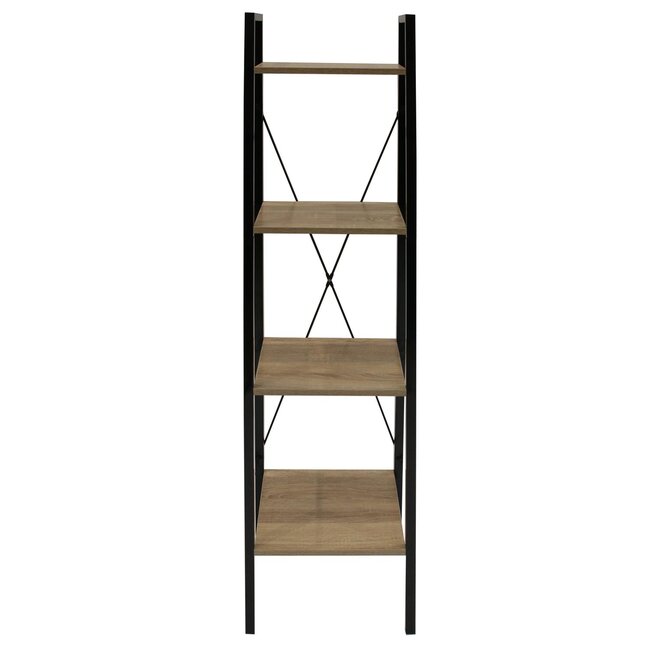 Wandrek met 4 lagen - Boekenkast - Houten planken met zwart metaal frame