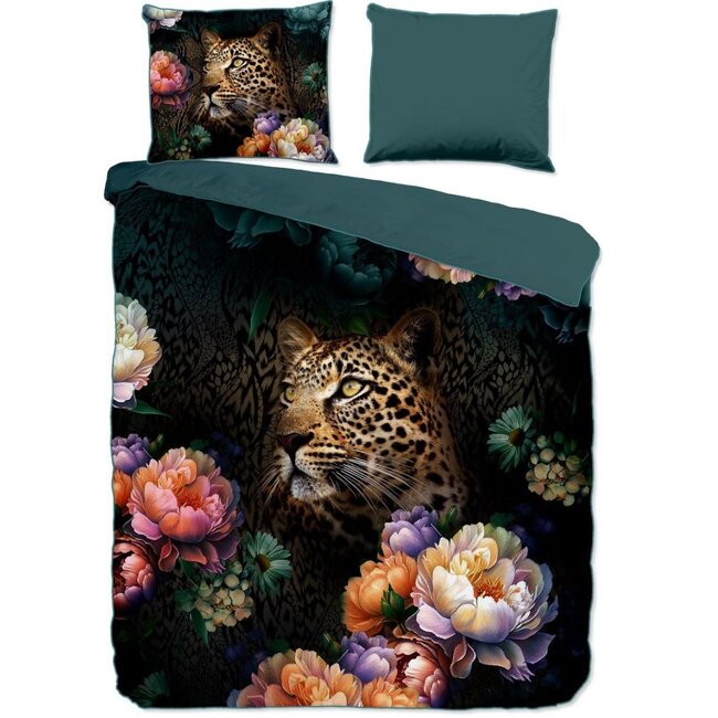 Katoensatijn dekbedovertrek Mizz luipaard