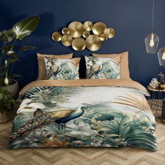 Descanso Katoen satijn dekbedovertrek Dana pauw - 140x220 + 60x70cm