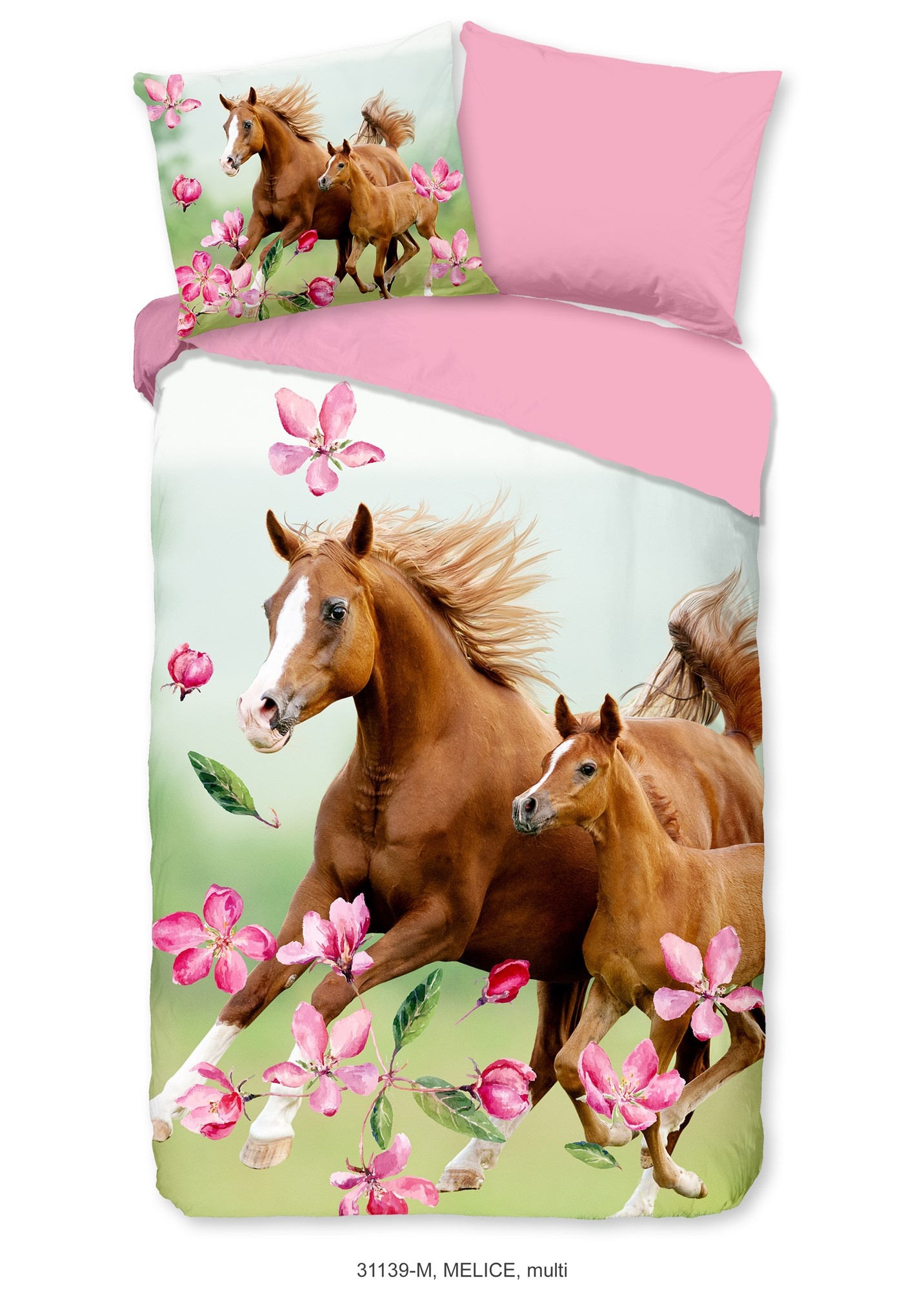 Microvezel kinderdekbedovertrek Paard Melice - 140x220 + 60x70 cm