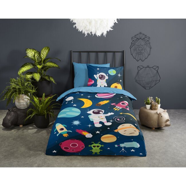 Microvezel kinderdekbedovertrek Planets -  140x220 + 60x70 cm