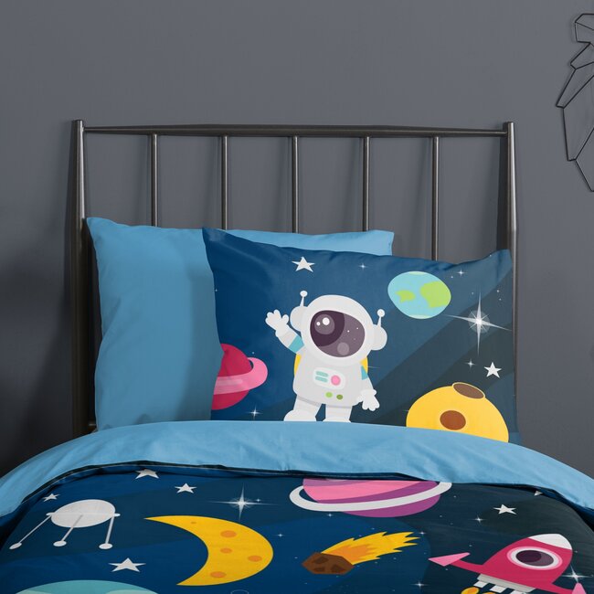 Microvezel kinderdekbedovertrek Planets -  140x220 + 60x70 cm
