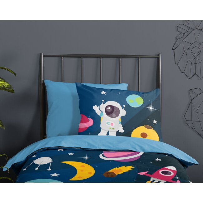 Microvezel kinderdekbedovertrek Planets -  140x220 + 60x70 cm