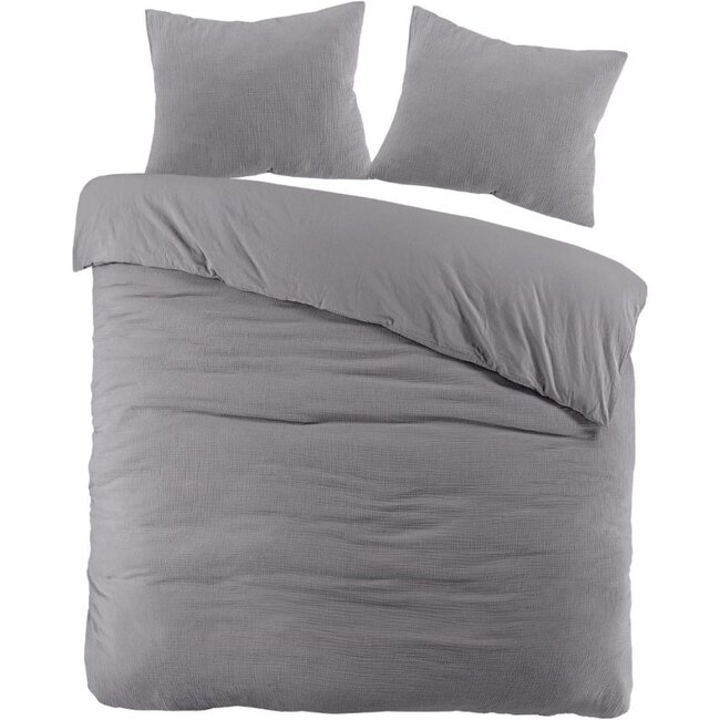 Katoen percal dekbedovertrek Rome - Grijs - Mousseline
