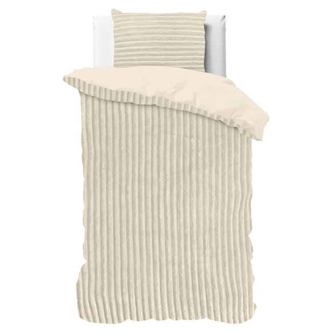 Teddy dekbedovertrek Rib fleece - crème - onderkant microvezel