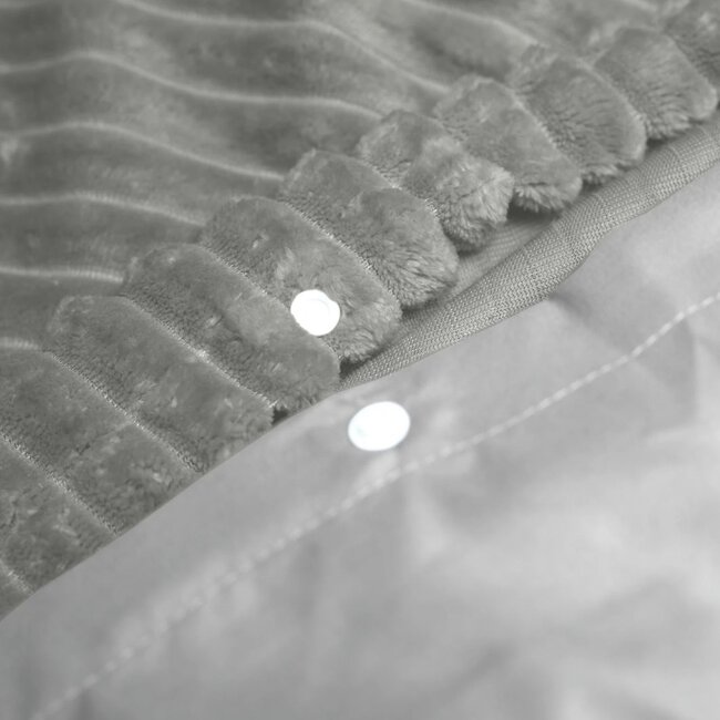 Teddy dekbedovertrek rib fleece - grijs - onderkant microvezel