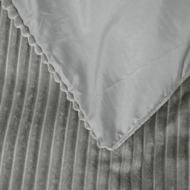 Teddy dekbedovertrek rib fleece - grijs - onderkant microvezel