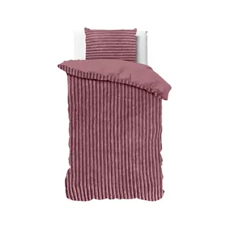 Sleeptime Teddy dekbedovertrek Rib fleece  - oudroze - onderkant microvezel